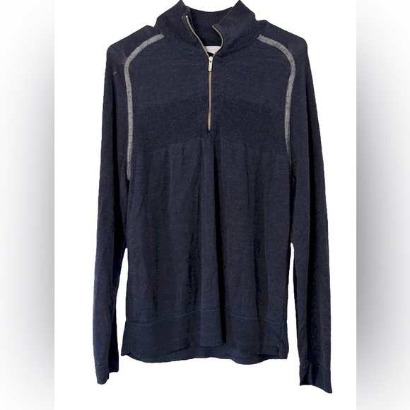 Smartwool Other - Smartwool Men’s 1/4 Zip Sweater Navy &Gray Size Medium Merino Wool Blend *Read